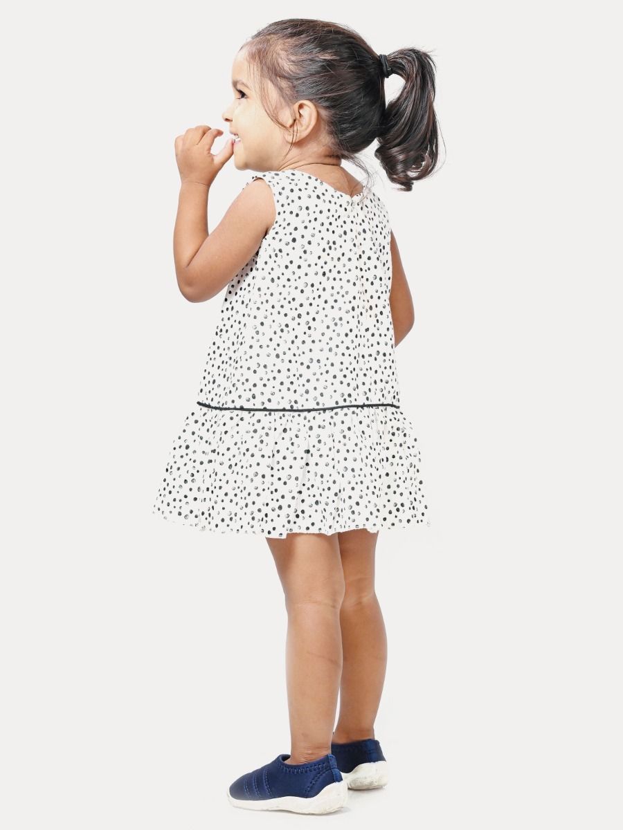 Mayoral Girls White Tulle Polka Dot Glitter Special Occasion Dress