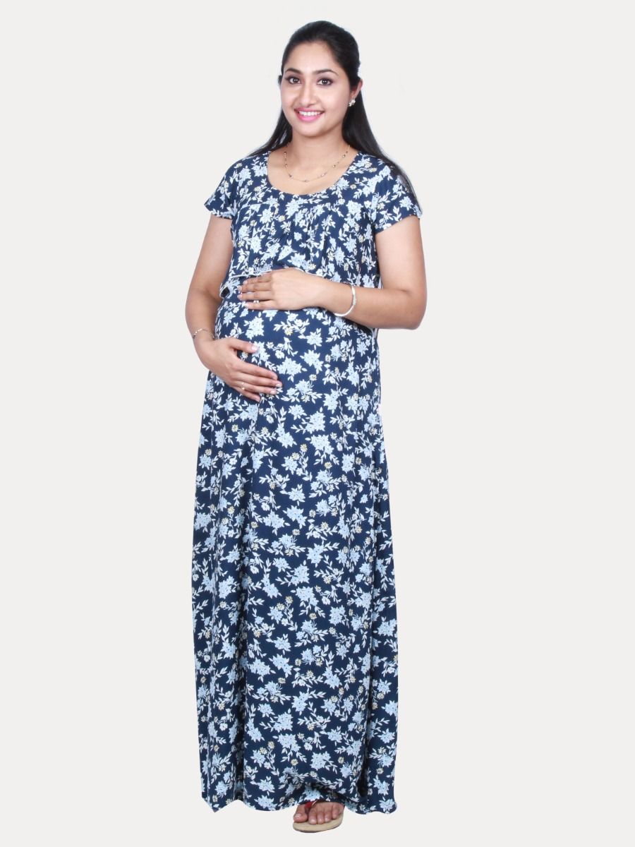 Maternity& nursing full night gown with Free mask (Sia)