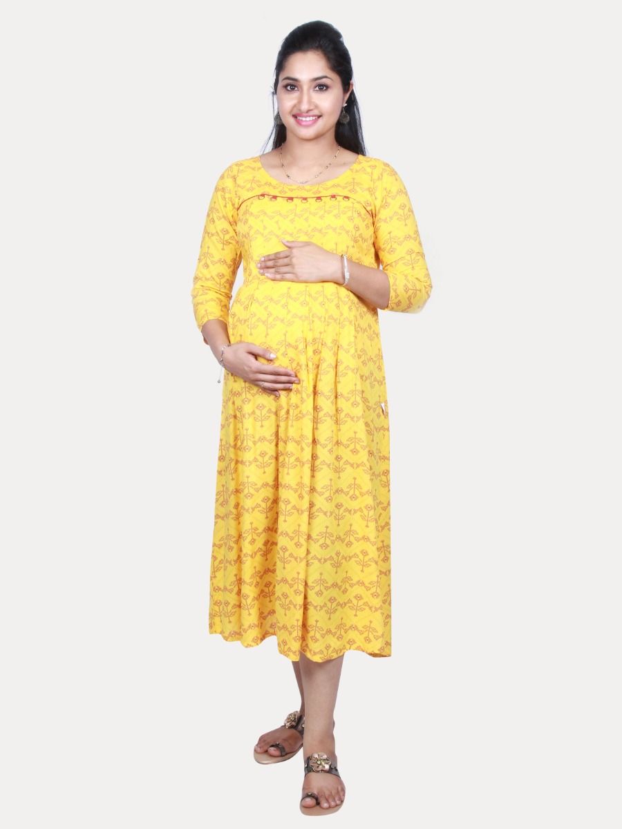 Maternity Midi Dress with FREE MASK (ANI YELLOW)