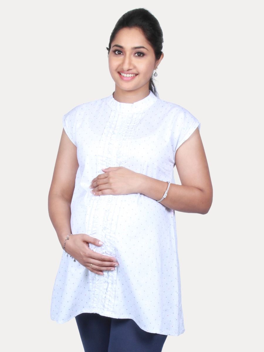 Maternity short top with FREE MASK (NORA WHITE)