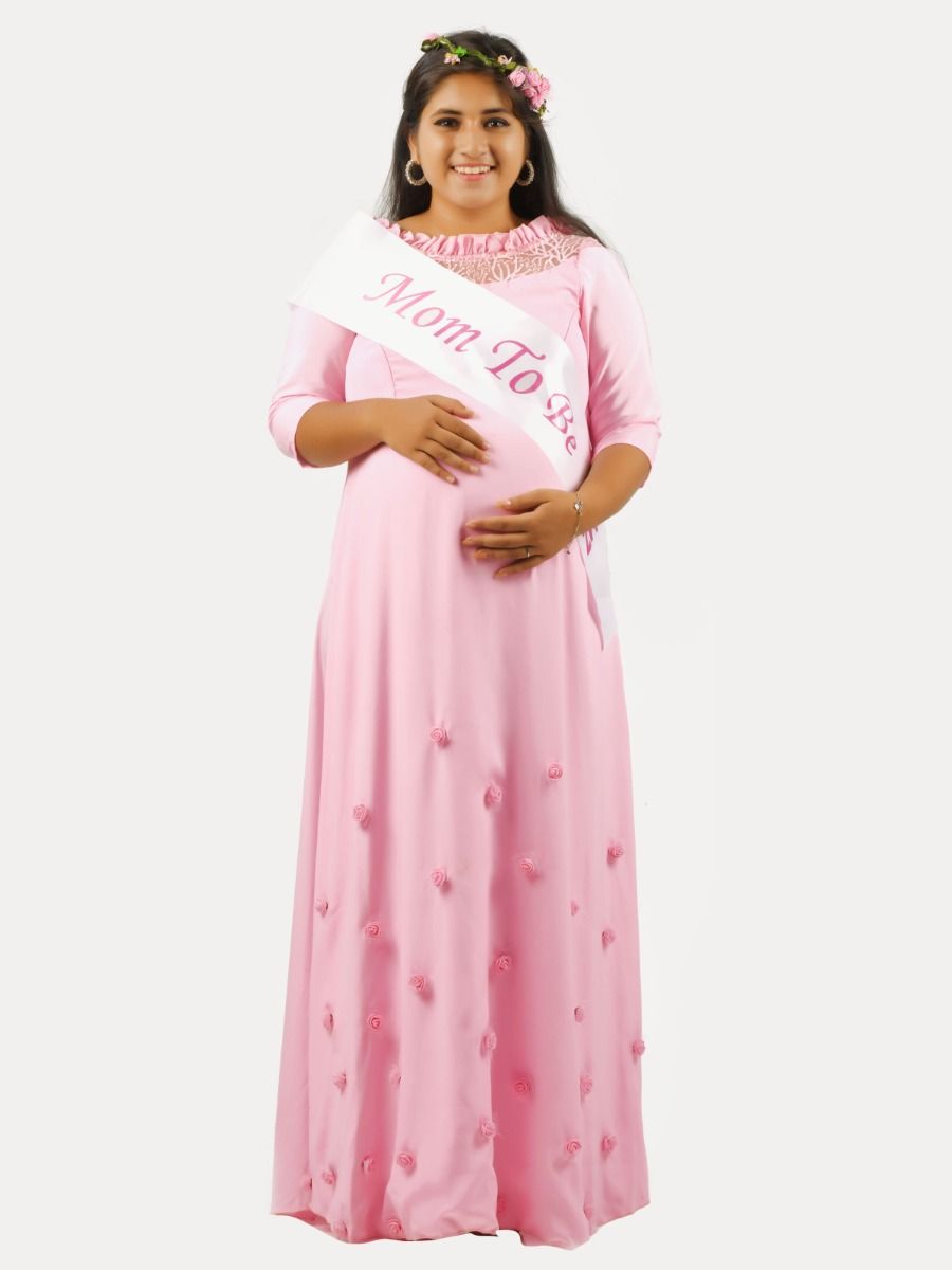 Maternity Party Wear Gowns (Baby Shower Pink)