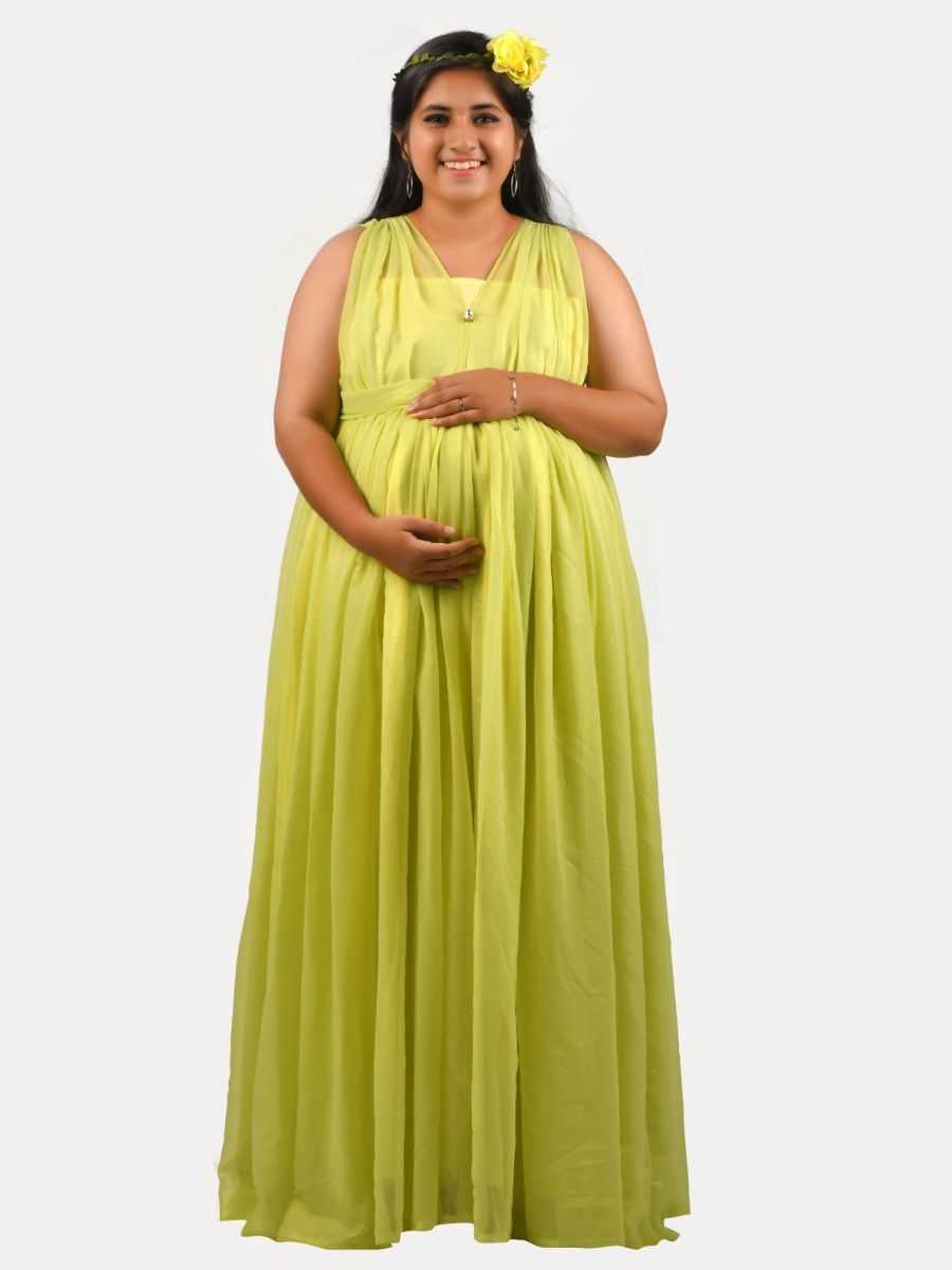 Maternity Party Wear Gowns (Baby Shower Yellow)