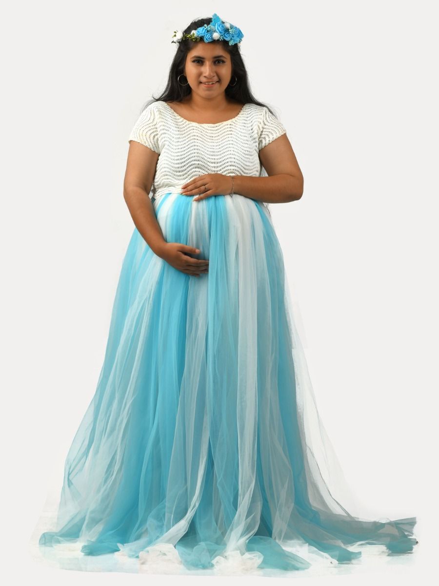 Maternity Party Wear Gowns (Baby Shower Blue)