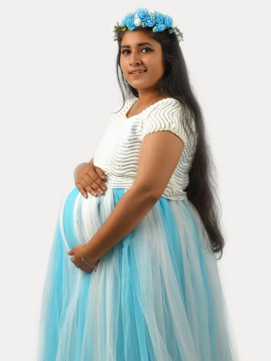 Maternity Party Wear Gowns (Baby Shower Blue)