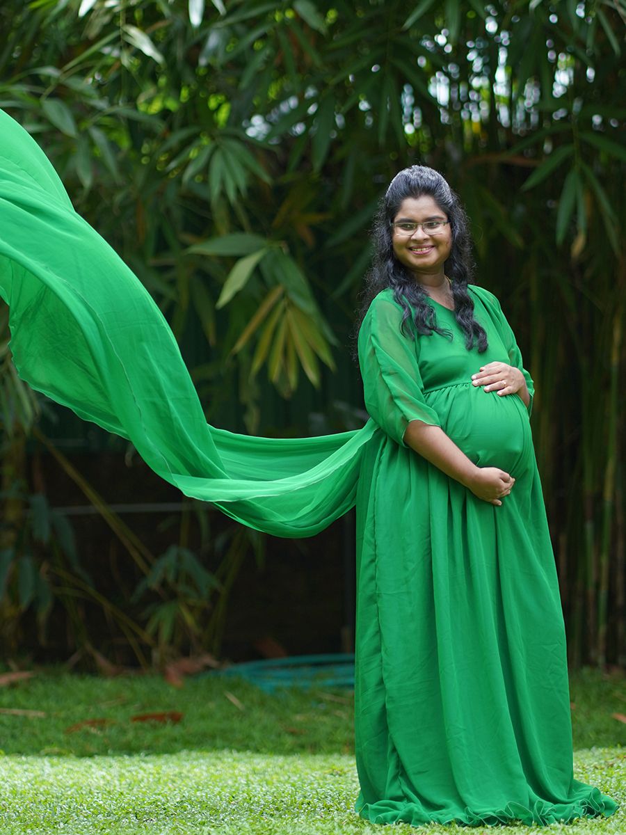 Green Embroidered Gown