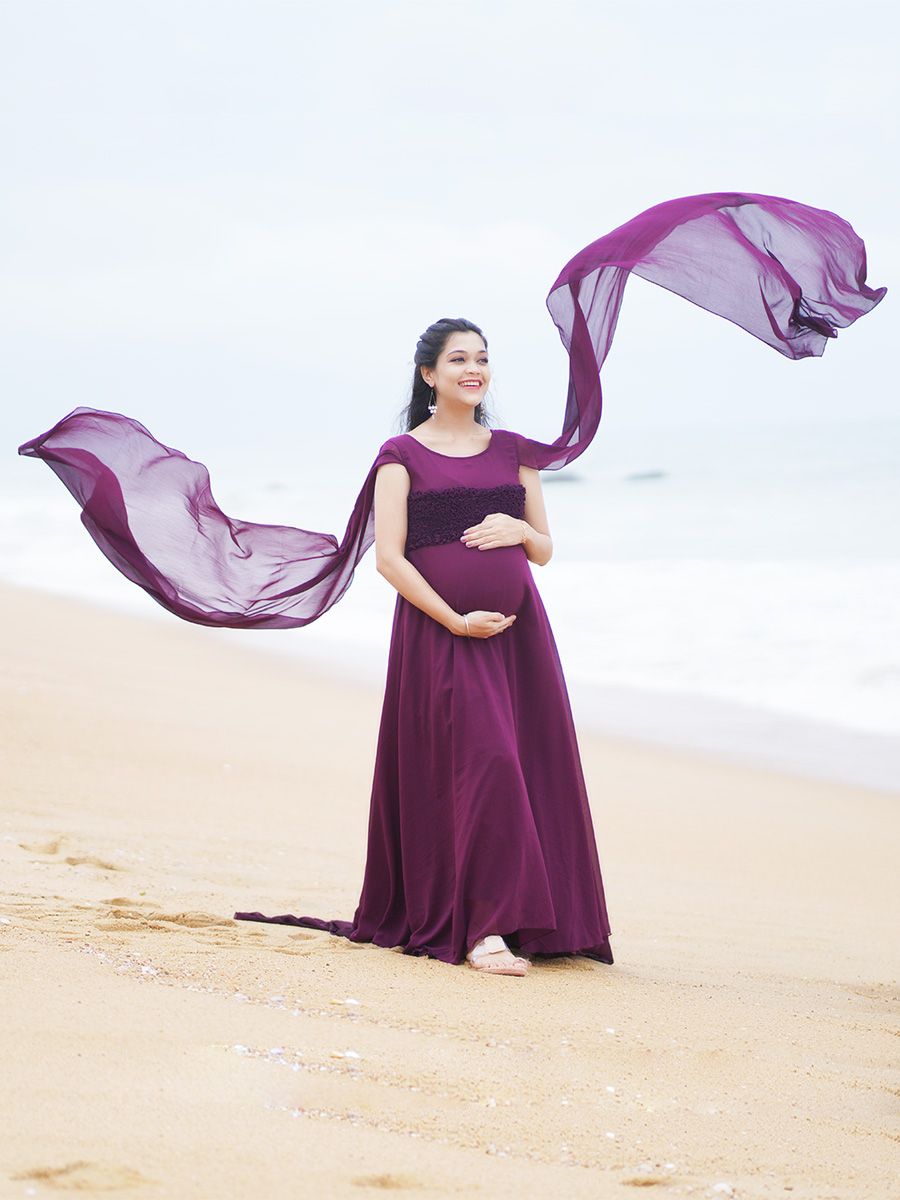 Light Purple Colour Pleated Georgette Designer Emerald Gown – garment villa