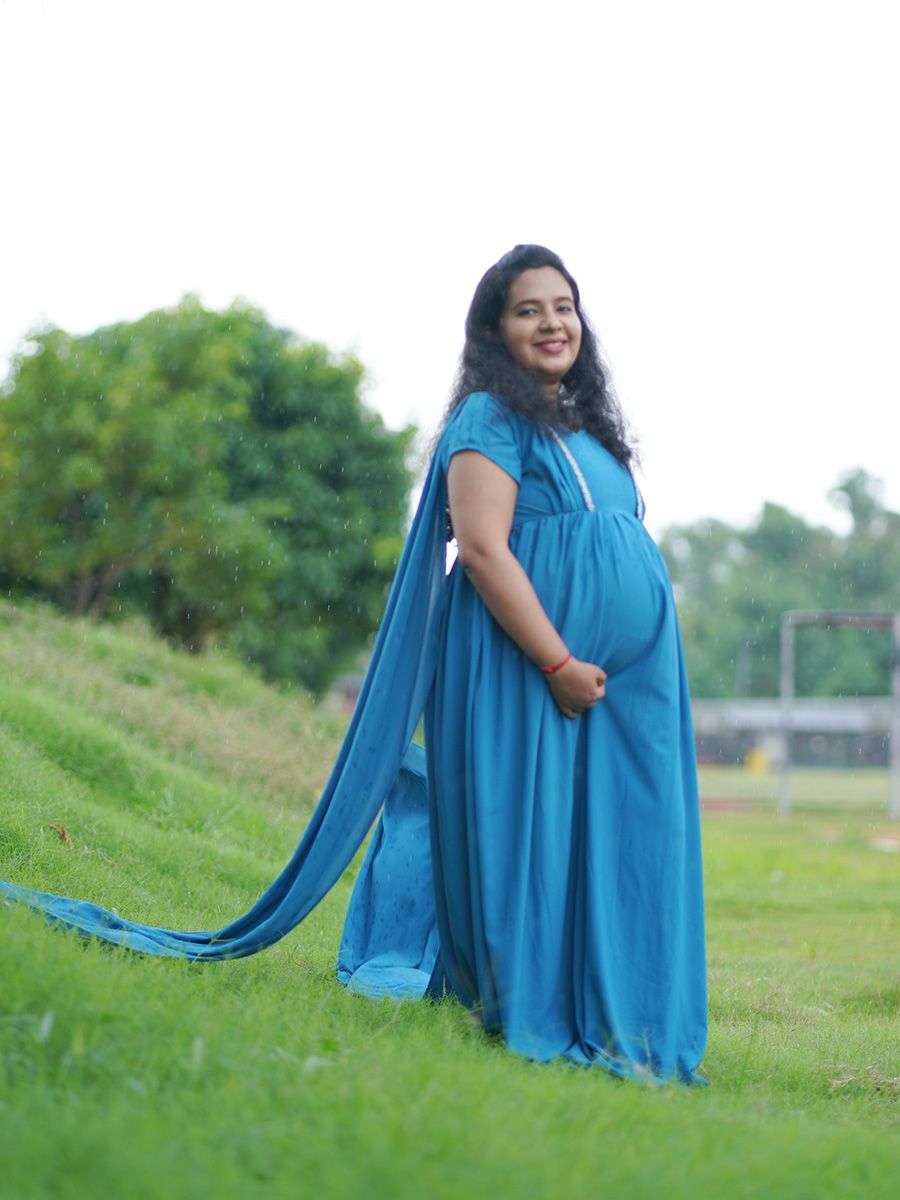 Maternity Fly Gown Blue