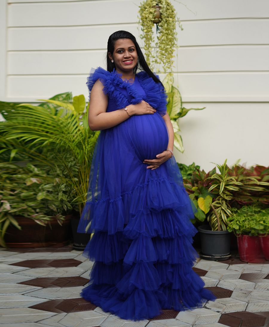 Party Wear Heavy Net Ruffle Gown – Surekh Bharat