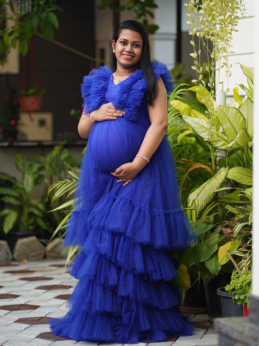 Tulle Maternity Dress for Photo Shoot Maternity Gown Photography Dress Baby  Shower Dress (4, Blue) at Amazon Women's Clothing store