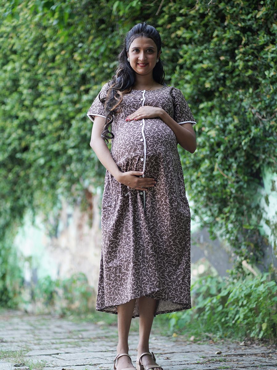 Pregnancy and Nursing Nightdress 5038n Gray Melange