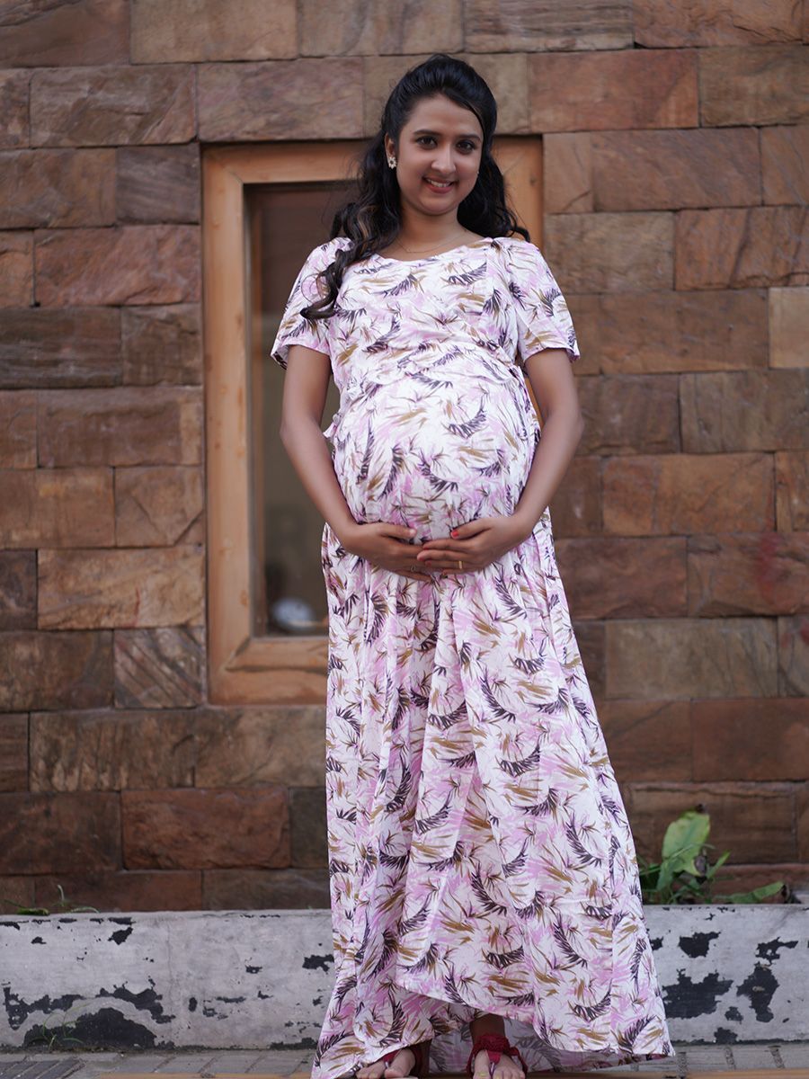 Women Black Floral Printed Flared Maternity Dress – Nayo Clothing