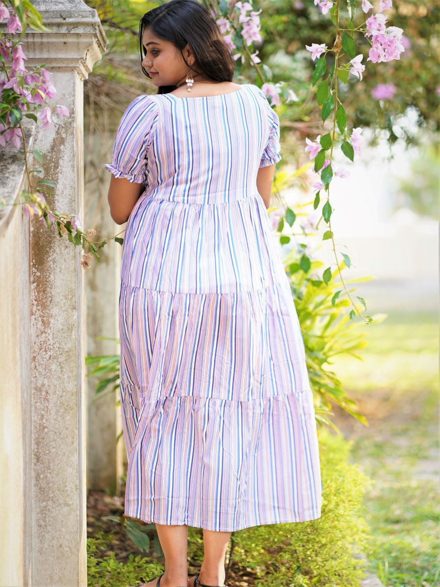 Short dress with striped leggings