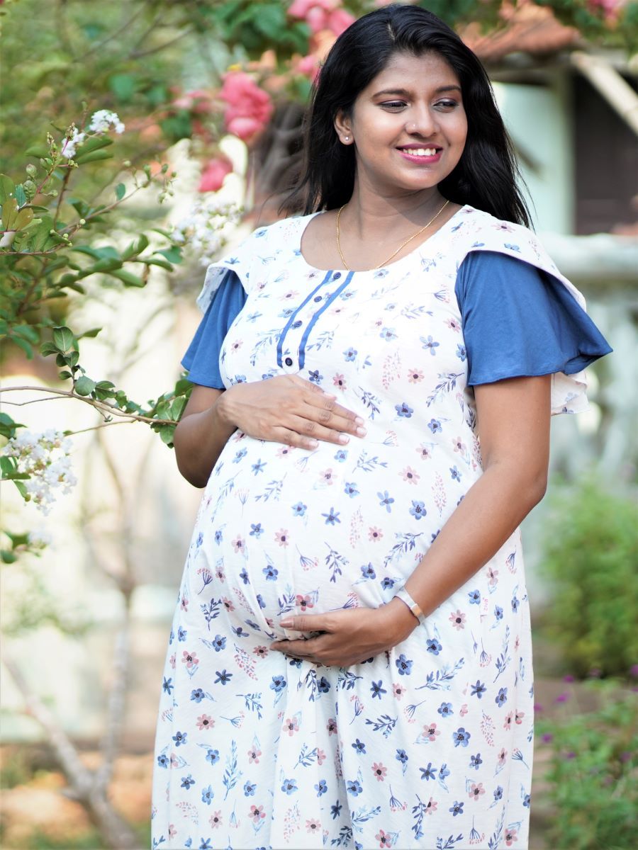 Maternity Short Dress- Knitted (White)