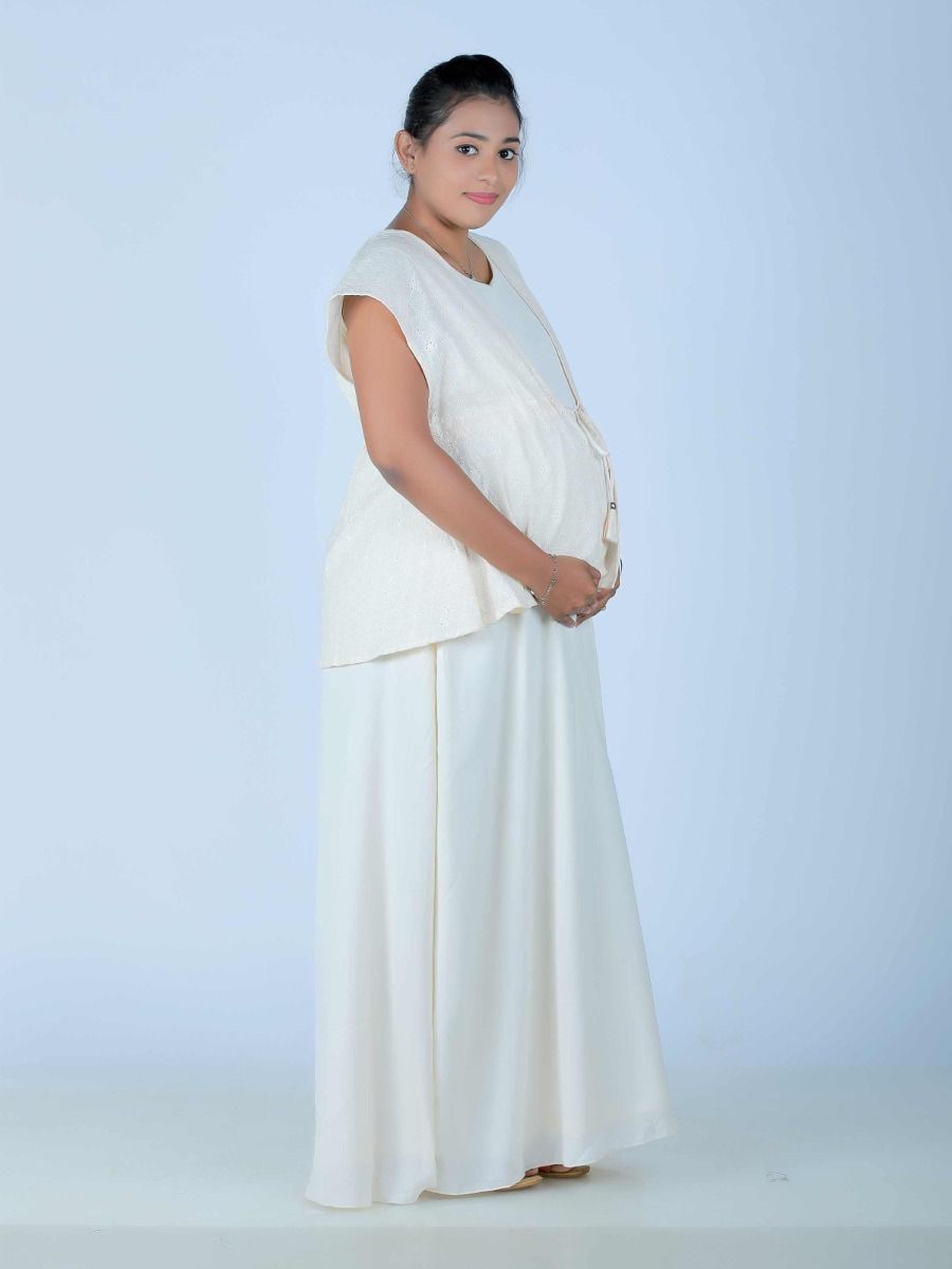 Maternity Maxi Dress with Hakoba Jacket (Linda Peach)