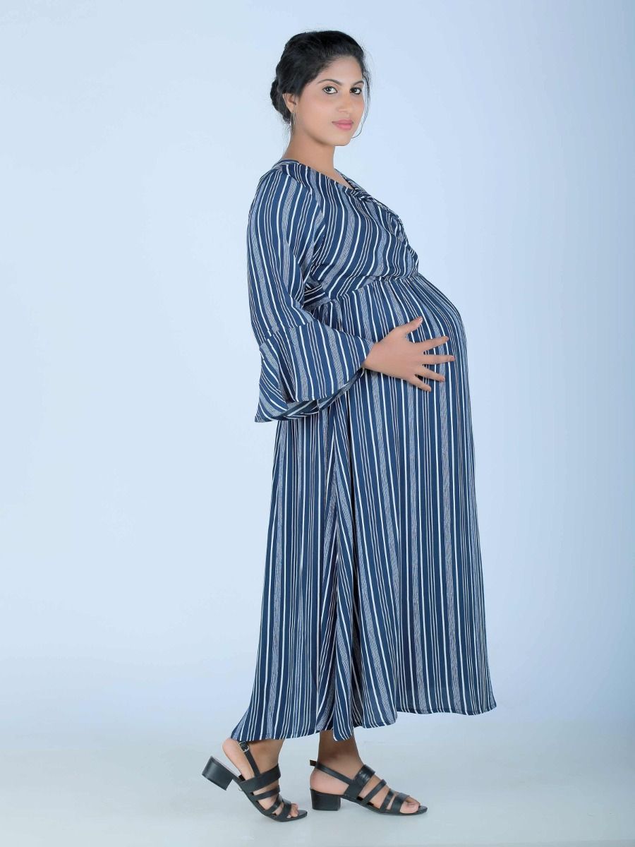 Maternity Maxi Dress (Deeksha Blue)