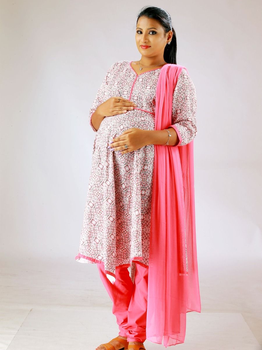 Maternity Salwar Suits Pink Floral (Nigel Flower)