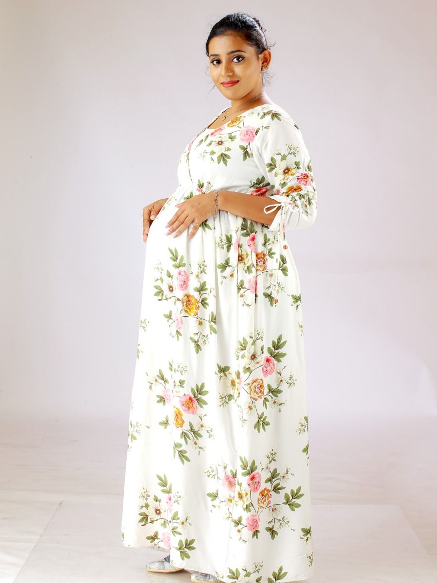 Buy Lovely Mom's Printed Feeding Maxi Dress Maternity Wear, Nursing Dress  with 2 sided Zipper - Yellow - XXL, Viscose Rayon by Lovely Mom's Online at  Best Prices in India - JioMart.