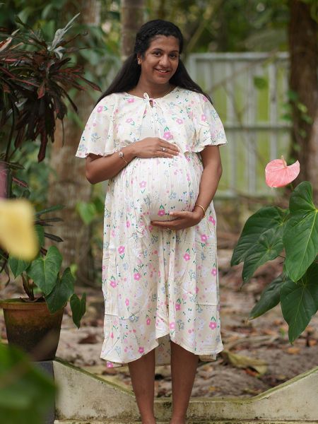 Maternity Short Night Gown- Fin Ash