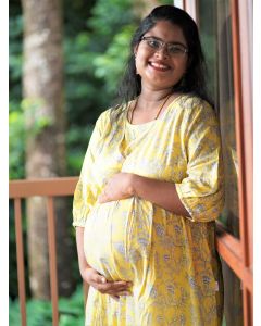 Maternity Full Gown- Floral   (Yellow)