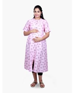 Maternity Midi Dress with FREE MASK (NAIROBI ONION PINK)