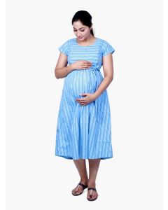 Maternity Midi Dress with FREE MASK (LINES)