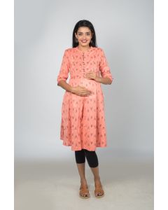 Maternity Kurta Ikat Cotton(Sassy peach)