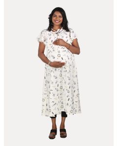 Maternity Midi Dress with Free Mask (Leah White)