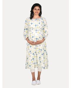 Maternity Midi Dress with Free Mask (Kyra Off White)
