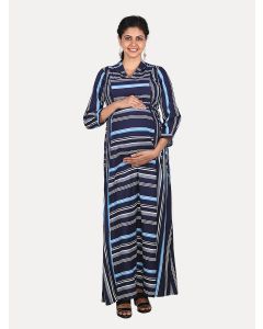 Maternity Maxi Dress with Free Mask (Jayde Blue)