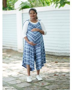Maternity Sleeveless Dress with Inner- Blue