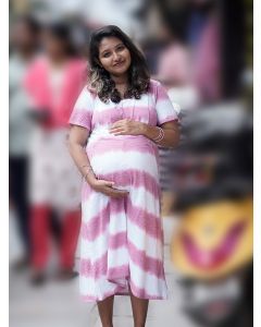 Maternity Short Zipless Dress- Miah Pink 