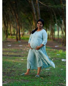 Maternity short Dress- Eve Green Lines