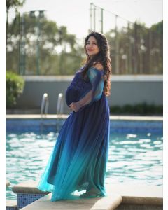 Maternity Baby Shower Dress-Blue