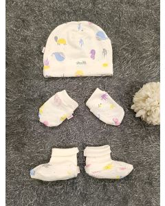 Baby Cap/ Mitten/ Bootie- Aqua life Print