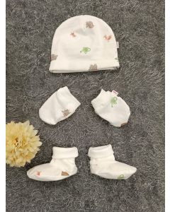 Baby Cap/ Mitten/ Bootie- Multi Print