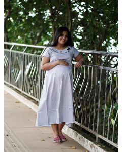 Maternity Short Night Gown-Maika White