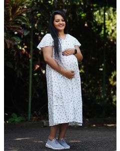Maternity Organic Short Dress- Dior Light Ash