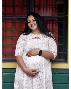 Maternity Organic Short Dress- Piya Red