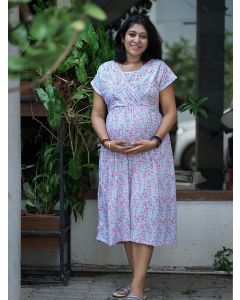 Maternity Knitted Zipless Wrap Gown Lara Flower
