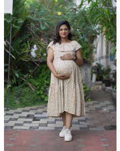 Maternity Organic Short Dress- Eden Orange