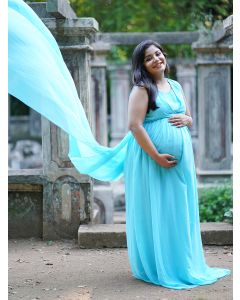 Maternity Fly Gown- Sky blue