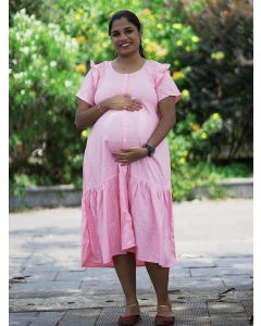 Maternity Short Night Gown- Dola Pink