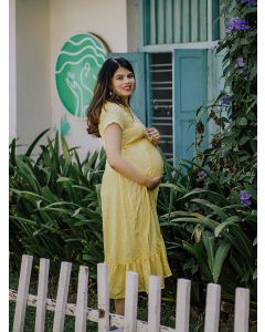 Maternity Short Night Gown- Fabia L Yellow