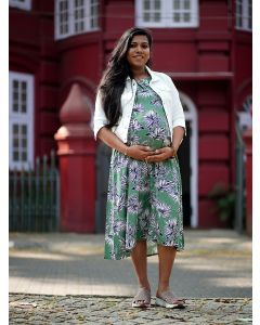 Maternity Sleeveless Dress With Jacket - Olivia Green