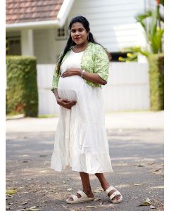 Maternity Sleeveless Dress With Jacket - Laxie Green