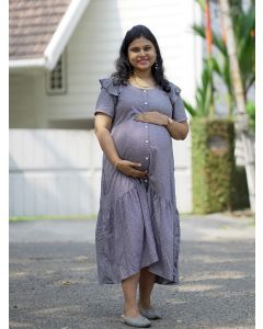 Maternity Short Night Gown- Dola ash