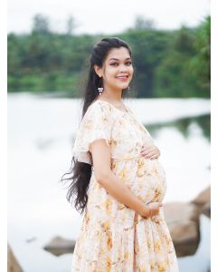 Maternity Photoshoot Gown- yellow floral