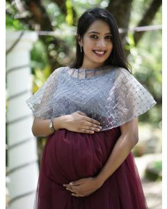 Maternity Party Wear Dress- Maroon