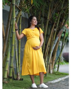 Maternity Short Dress- Knitted (Yellow)