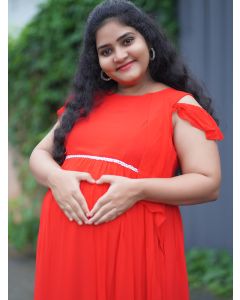 Maternity Fly Gown- Red
